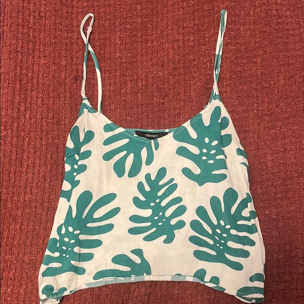 Forever 21 Teal and White Women's Top